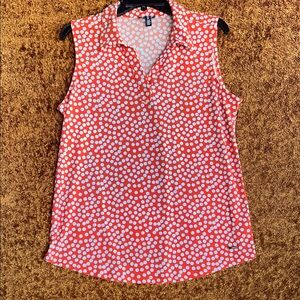 Jones New York Sleeveless Red and White Blouse